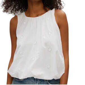Michael Stars Hazel Eyelet Bubble Top in White - Medium